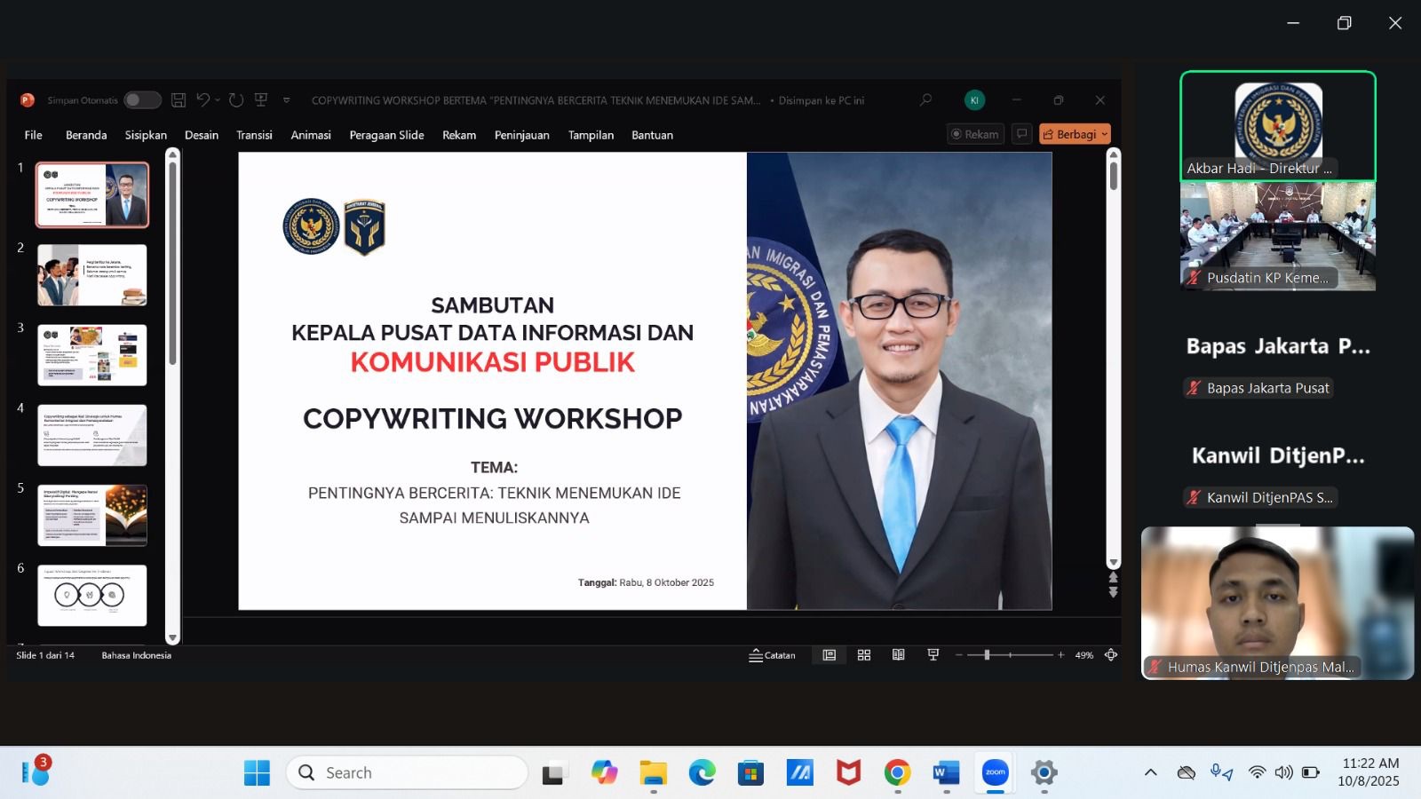 Dorong Peningkatan Komunikasi Publik, Kanwil Ditjenpas Maluku ikuti Workshop Copywriting