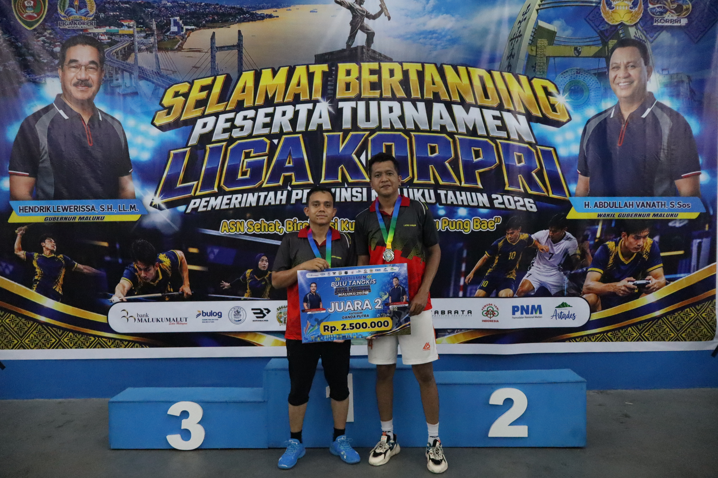 Ganda Putra Lapas Ambon Sabet Juara 2 Badminton Liga Korpri 2026